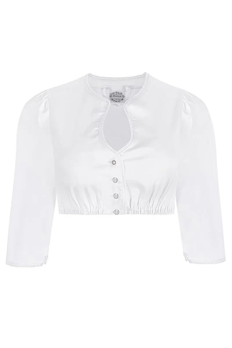 Dirndlbluse weiß mit Perle 011716 ~ 30