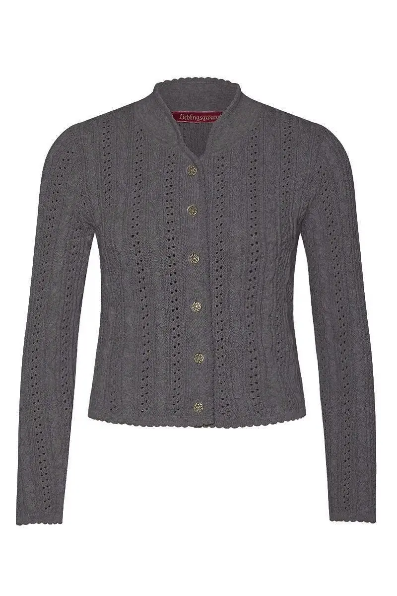 Trachten Strickjacke dunkelgrau Franzi 009529 ~ 32