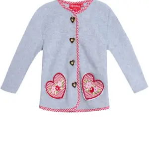 Kinder Trachtenjacke hellgrau rot 011405 ~ 116