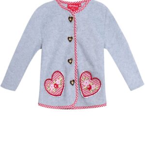 Kinder Trachtenjacke hellgrau rot 011405 ~ 116