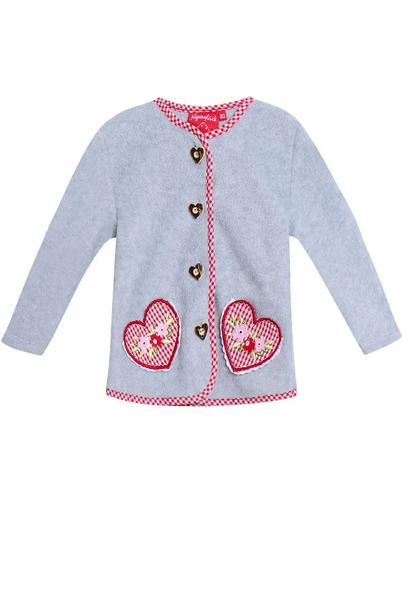 Kinder Trachtenjacke hellgrau rot 011405 ~ 116