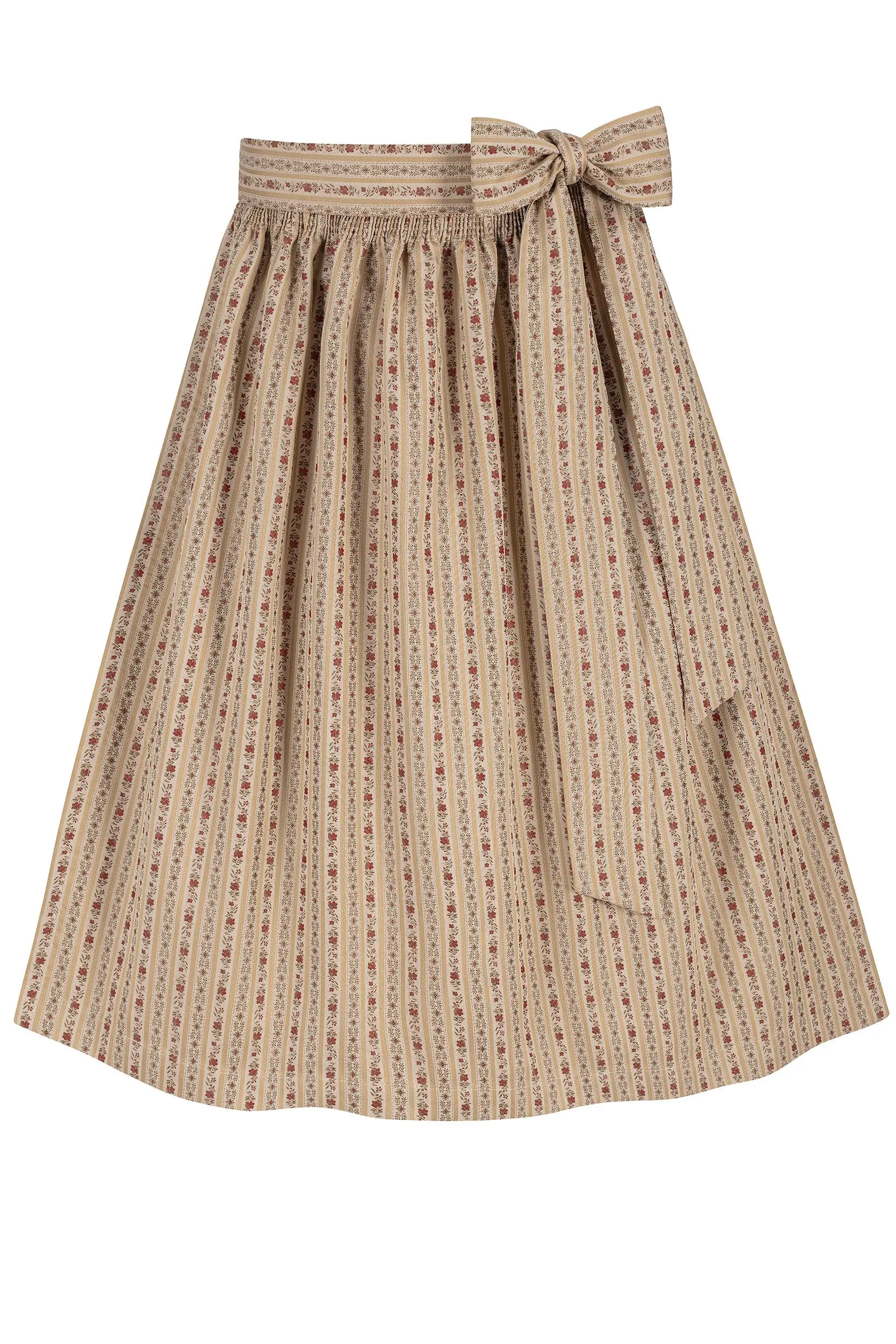 Dirndlschürze gestreift mit Rankenmuster (70 cm) ~ S ~ beige