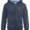Kinder Kapuzen-Sweatjacke jeansblau mit Hirschstickerei Ruben 001579 ~ 86