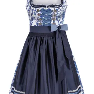 Mini Dirndl 60 cm weiß dunkelblau geblümt Emilia 014956 ~ 34