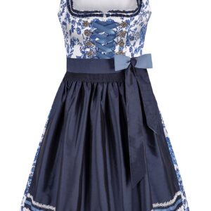 Mini Dirndl 60 cm weiß dunkelblau geblümt Emilia 014956 ~ 34