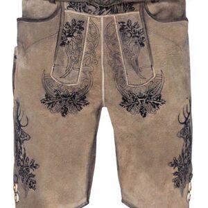 Lederhose kurz mit Gürtel hellbraun-schwarz Elvis 002420 ~ 46