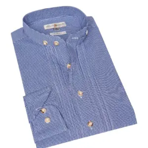 Trachtenhemd langarm blau kariert Leon slimfit 011071 ~ XS