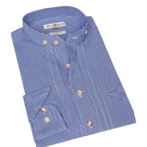 Trachtenhemd langarm blau kariert Leon slimfit 011071 ~ XS