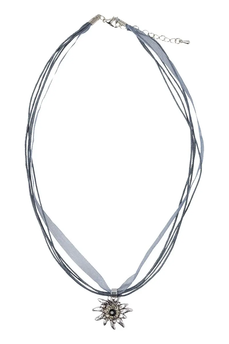 Collier mit Edelweissanhänger 000157 ~ grau