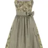 Dirndl in Leinenoptik (70 cm) ~ 36 ~ salbei