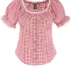 Trachtenbluse mit Karomuster ~ 42 ~ rot