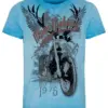 Trachtenshirt kurzarm blau bedruckt Till 009417 ~ S