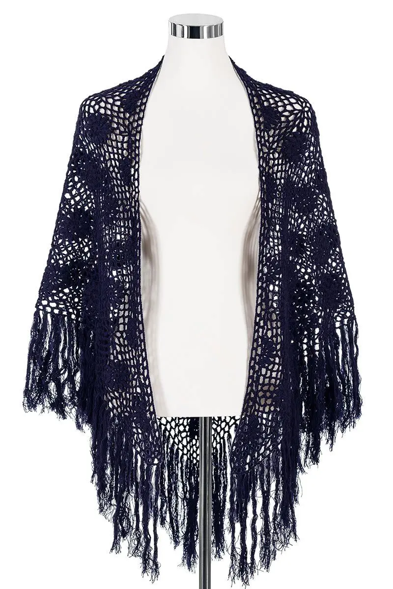 Poncho handgehäkelt ~ dunkelblau