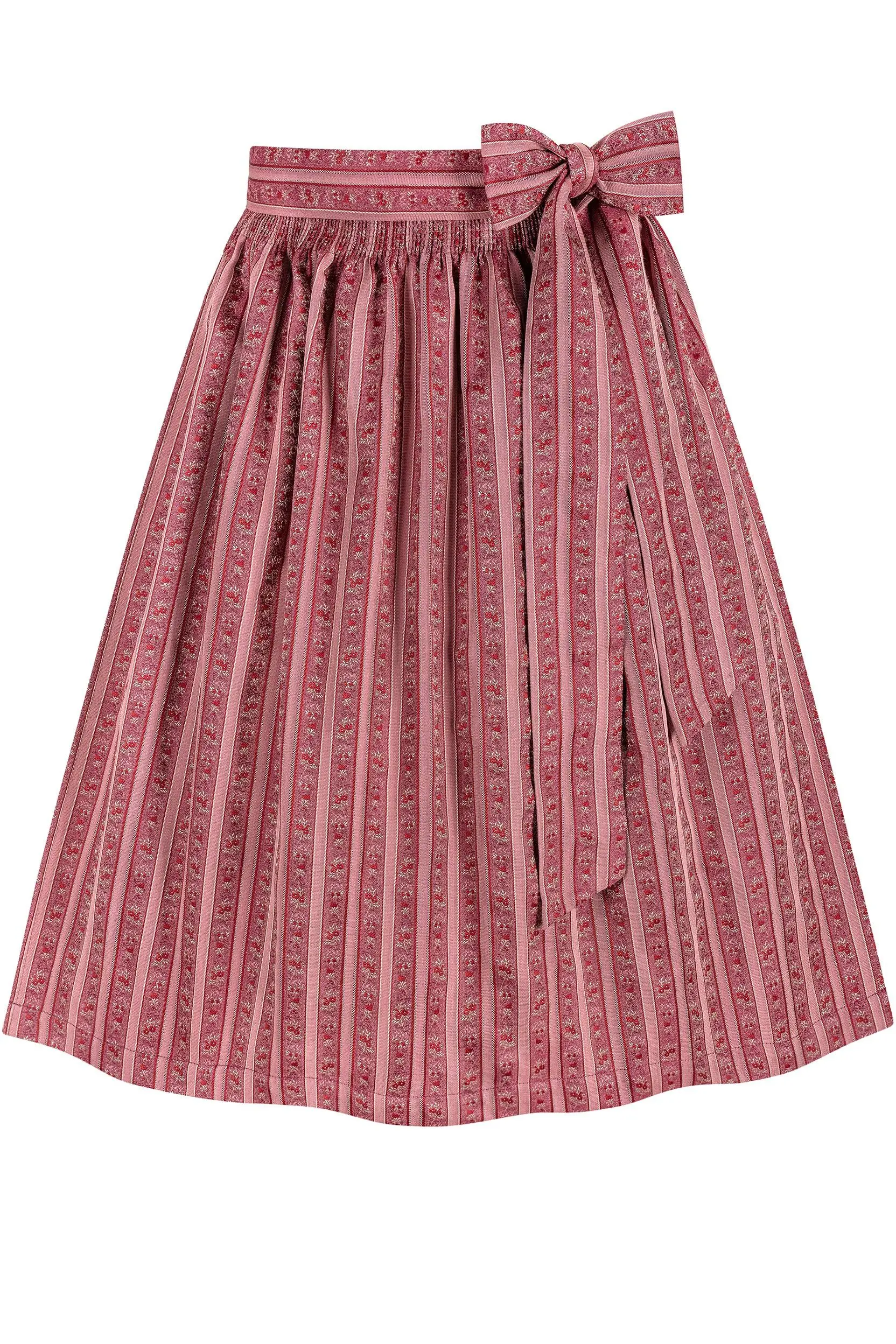 Dirndlschürze gestreift mit Rankenmuster (70 cm) ~ XL ~ rot