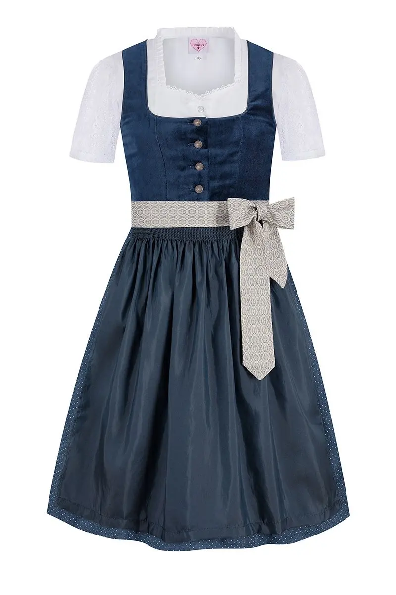 Kinder Dirndl blau Samt Caroline 015896 ~ 104