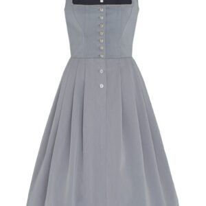 Midi Dirndl 70cm Gastro hellgrau Stretch Babette 006870 ~ 36