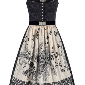 Midi Dirndl 70 cm schwarz creme Gloria 015481 ~ 36