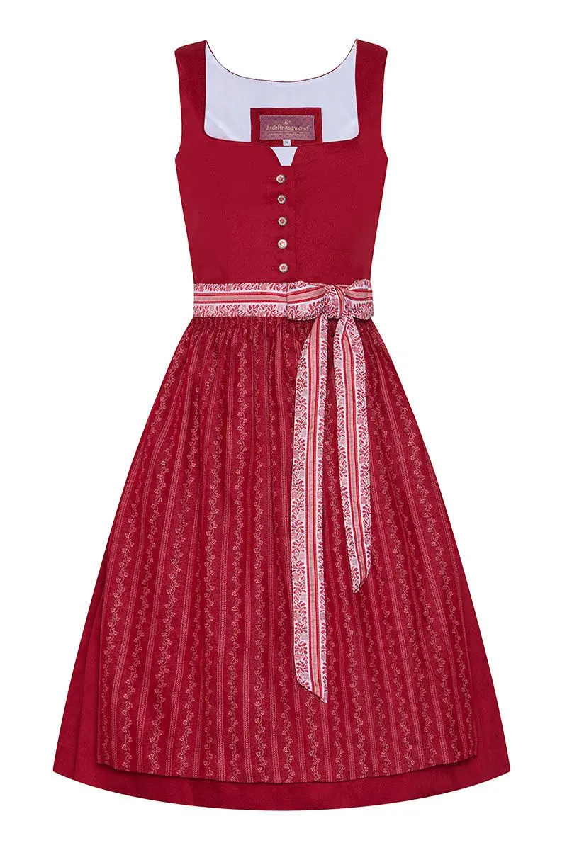 Midi Dirndl 65 cm rot weiß Odilia 014660 ~ 42