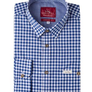 Trachtenhemd langarm dunkelblau kariert Robby 005119 ~ S