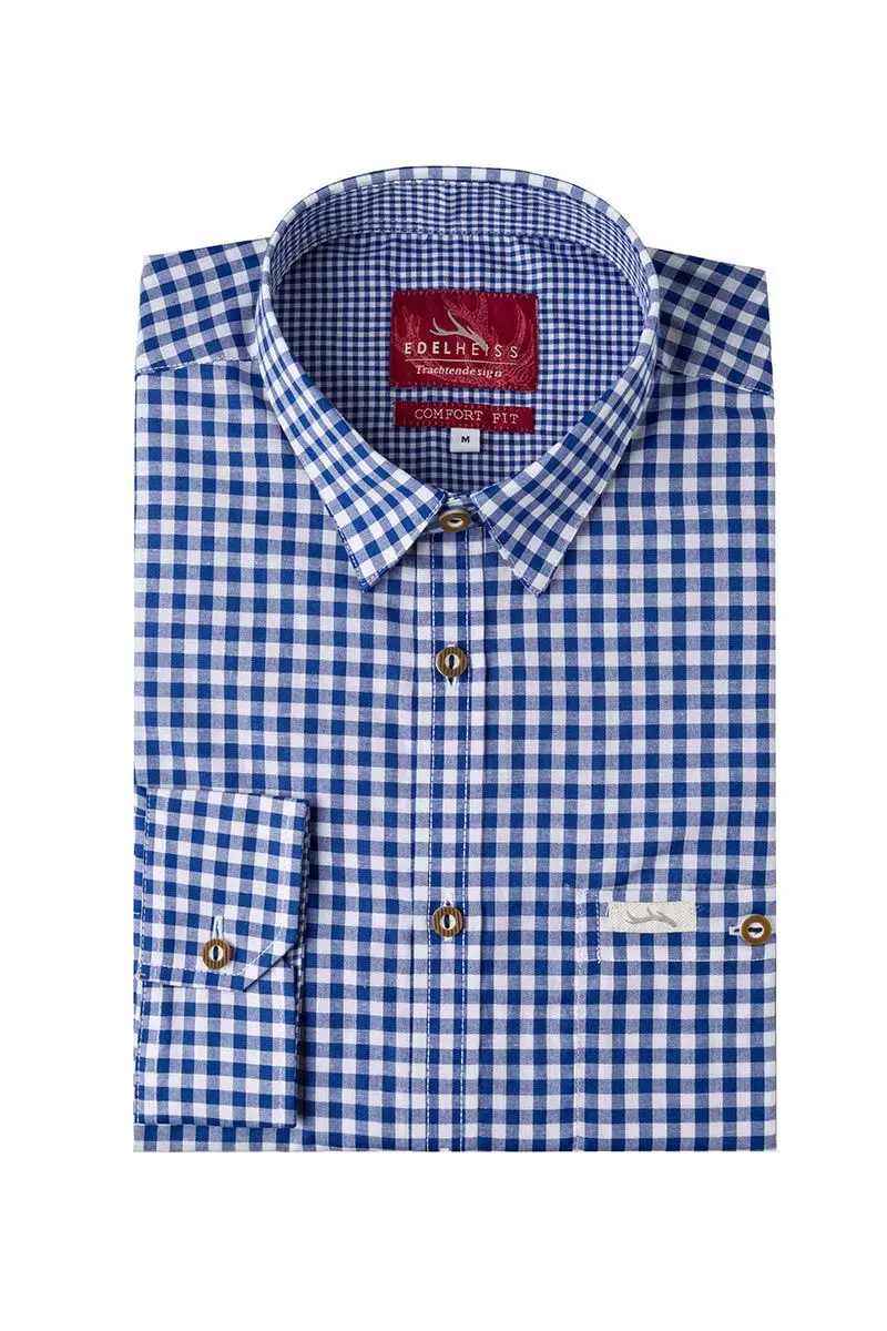 Trachtenhemd langarm dunkelblau kariert Robby 005119 ~ 4XL