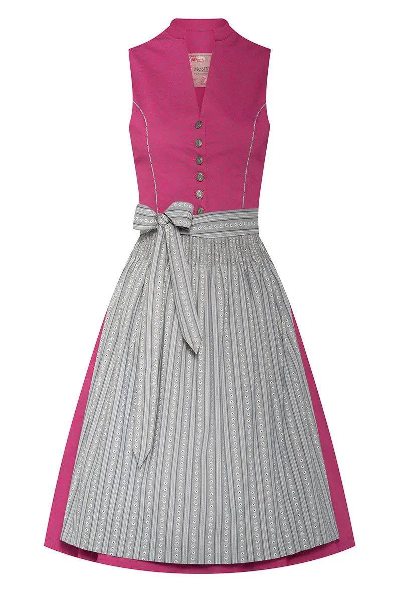 Midi Dirndl 65 cm beere grau Matilda 007858 ~ 34