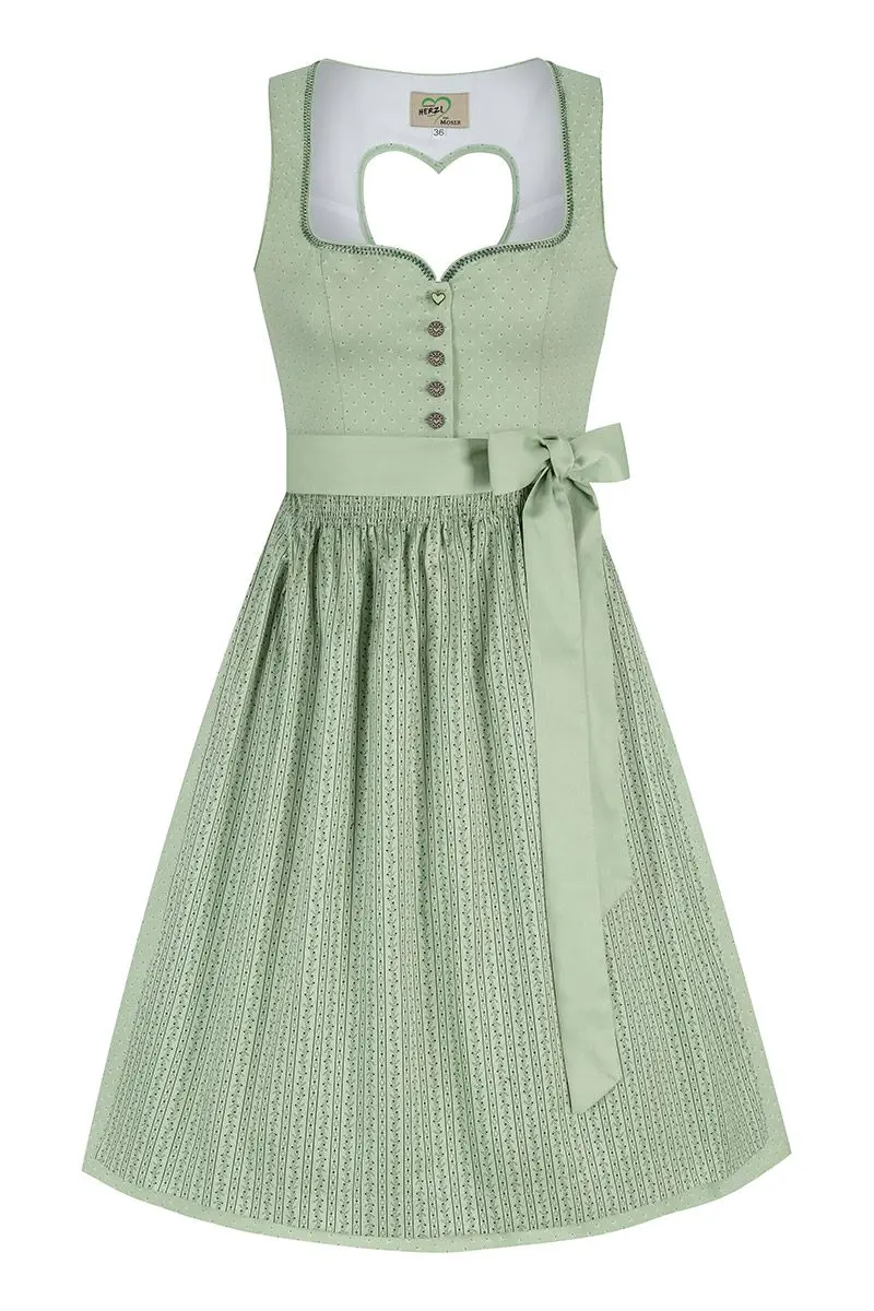 Midi Dirndl 65 cm salbei gemustert Antonia 014656 ~ 38