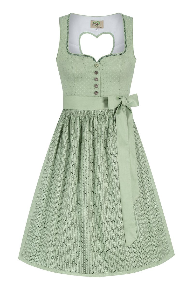 Midi Dirndl 65 cm salbei gemustert Antonia 014656 ~ 36