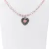 Kinder Perlencollier mit Strass-Herz ~ rosa