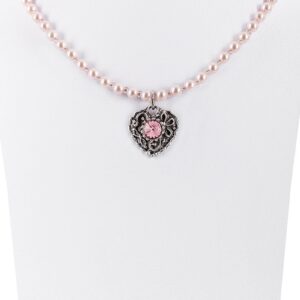 Kinder Perlencollier mit Strass-Herz ~ rosa