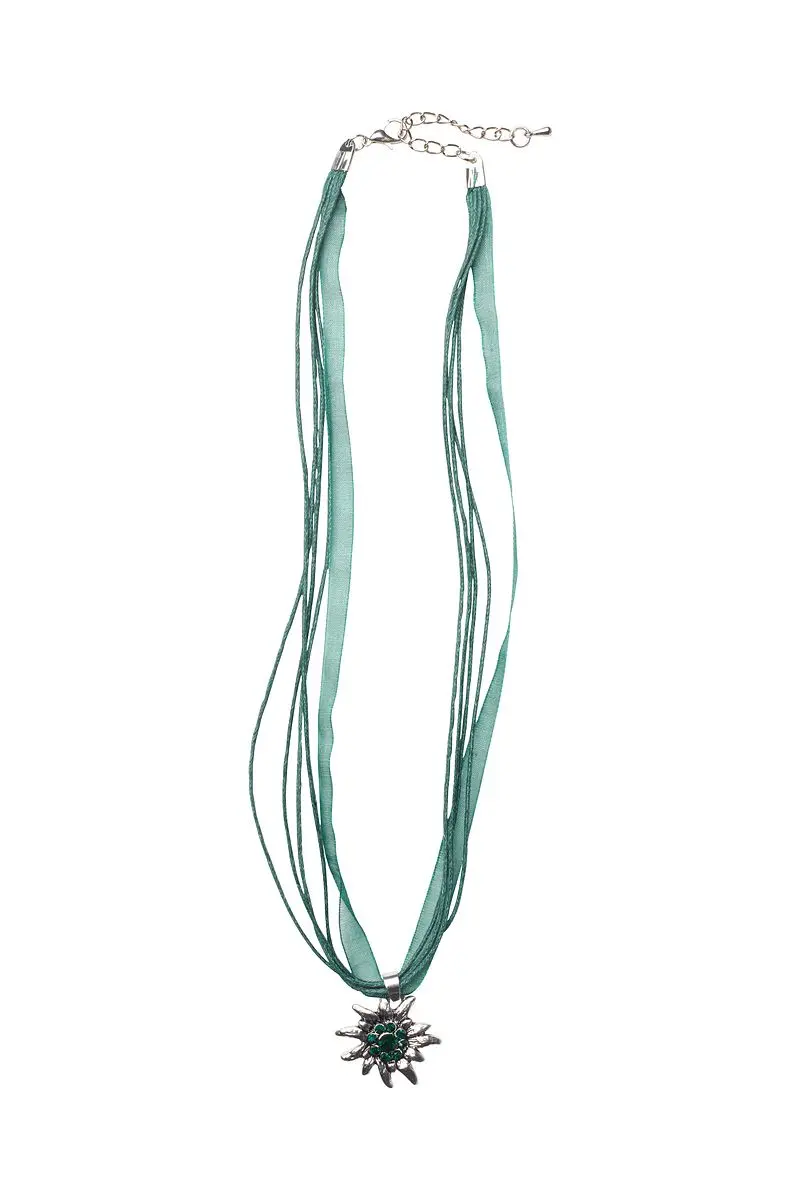 Collier mit Edelweissanhänger 000157 ~ dunkelgrün