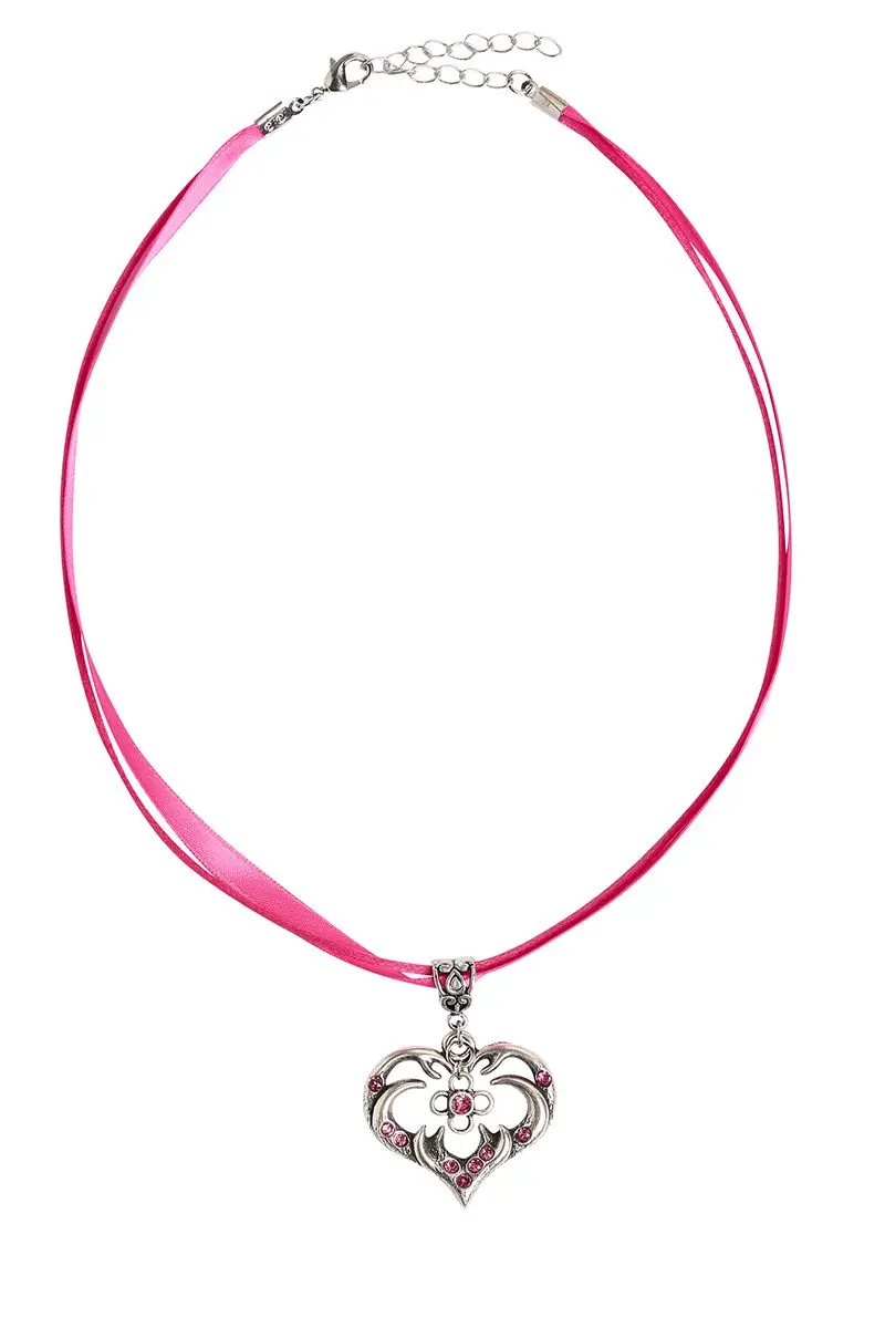 Collier in 11 Farben mit Herzgeweih und Svarowskisteinen 103573 ~ fuchsia