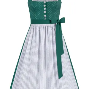 Dirndl lang 85 cm dunkelgrün weiß Melinda 014670 ~ 42
