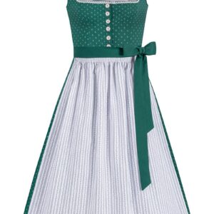 Dirndl lang 85 cm dunkelgrün weiß Melinda 014670 ~ 42