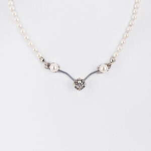 Perlencollier mit Strass-Element ~ creme