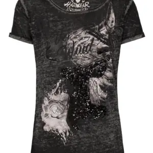 Trachtenshirt schwarz meliert mit Pailletten Thordis 009430 ~ M