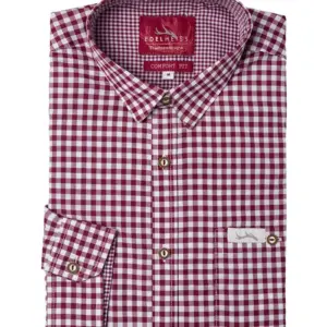 Trachtenhemd langarm dunkelrot kariert Robby 005114 ~ 4XL