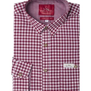 Trachtenhemd langarm dunkelrot kariert Robby 005114 ~ S