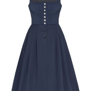 Midi Dirndl 70cm Gastro dunkelblau Stretch Babette 006872 ~ 36