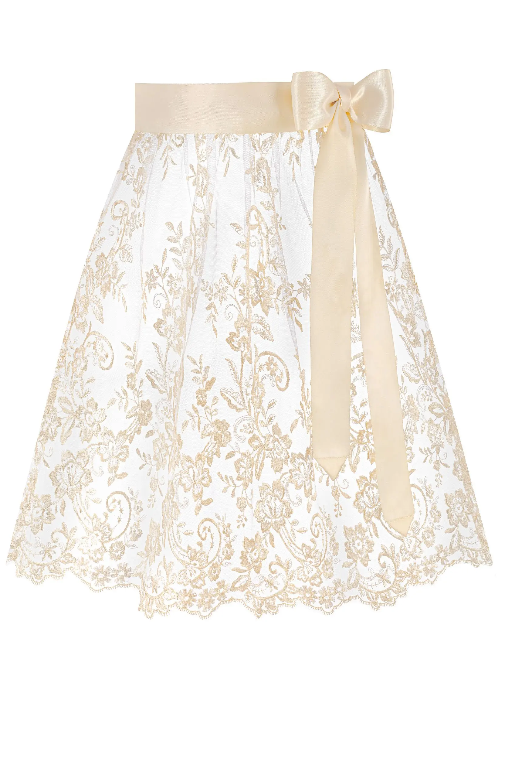 Dirndlschürze aus Blumenspitze (50 cm) ~ S ~ creme
