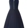 Midi Dirndl 65 cm Gastro dunkelblau Viona 006946 ~ 36