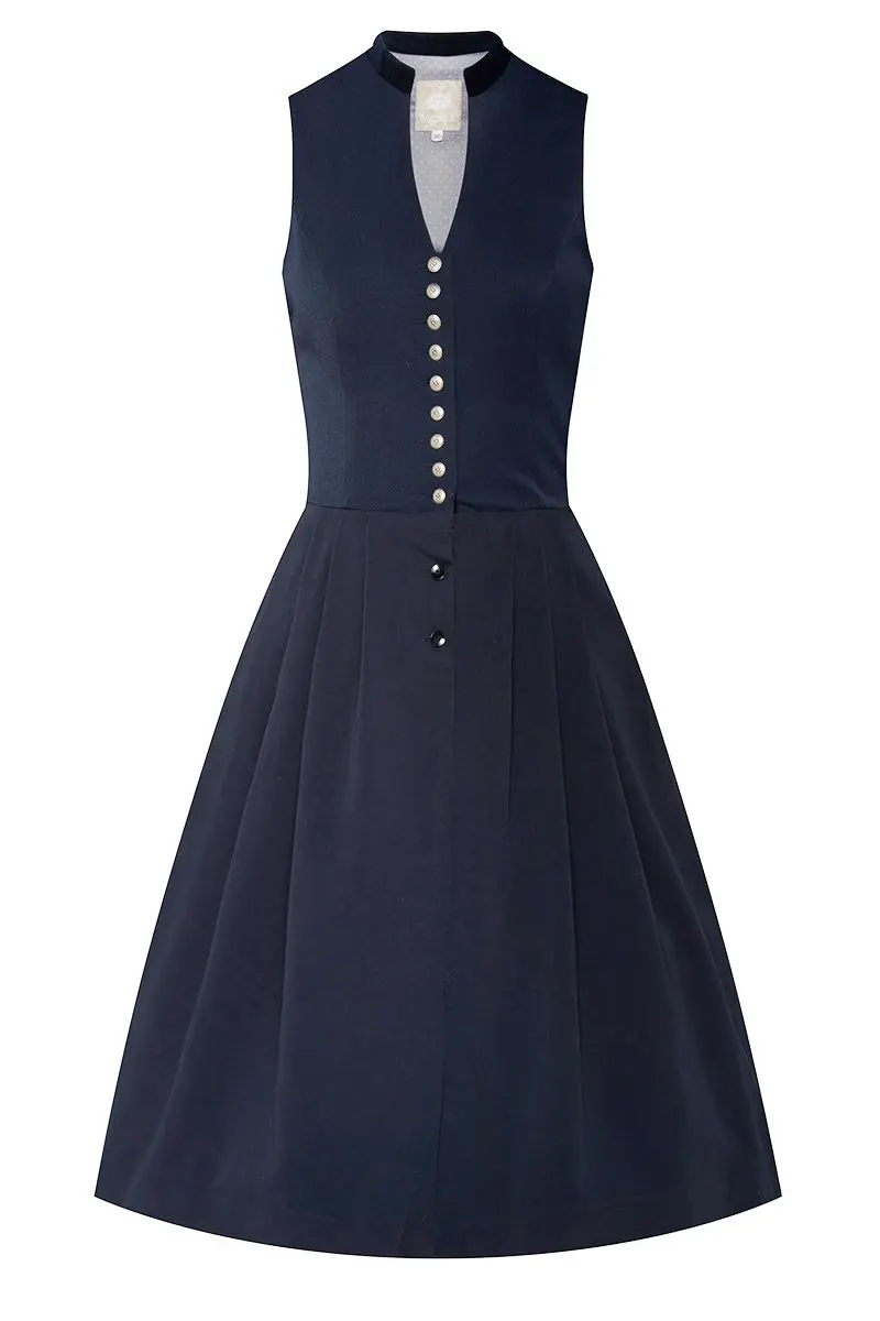 Midi Dirndl 65 cm Gastro dunkelblau Viona 006946 ~ 36