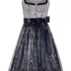 Midi Dirndl 70 cm grau metallic blau Joline 015942 ~ 34