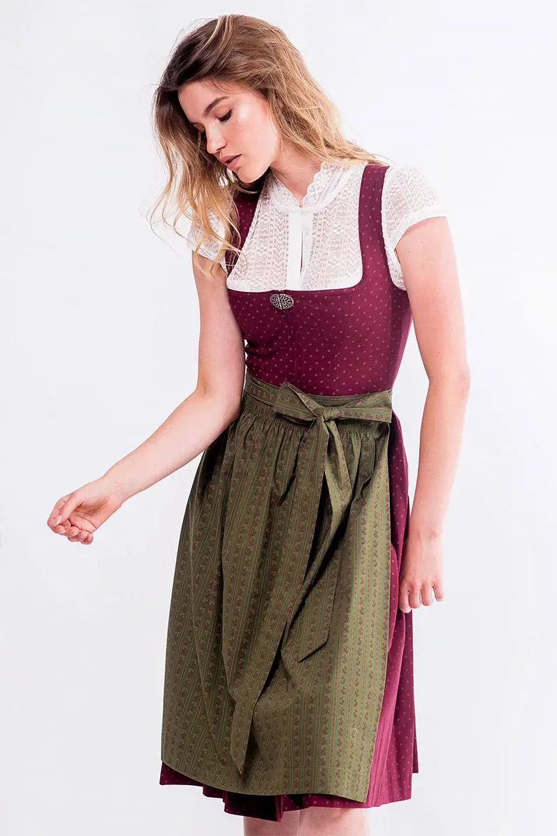 Midi Dirndl 65 cm beere oliv Frieda 016555 ~ 36