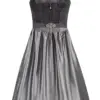 Midi Dirndl 70 cm anthrazit silbergrau Samt Pascal 015080 ~ 46