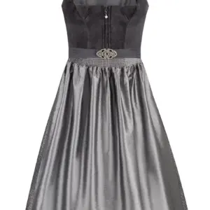 Midi Dirndl 70 cm anthrazit silbergrau Samt Pascal 015080 ~ 46