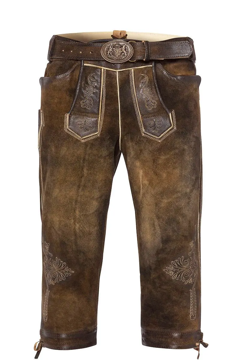 Lederhose kniebund mit Gürtel antik-braun Schönsee 110794 ~ 44