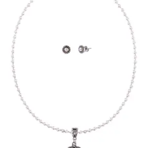 Schmuckset Perlencollier & Ohrstecker cremeweiß 007737