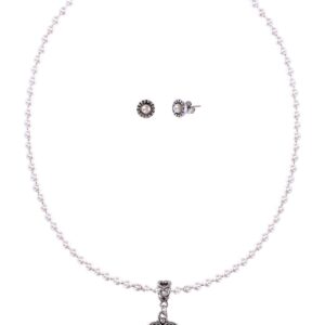 Schmuckset Perlencollier & Ohrstecker cremeweiß 007737