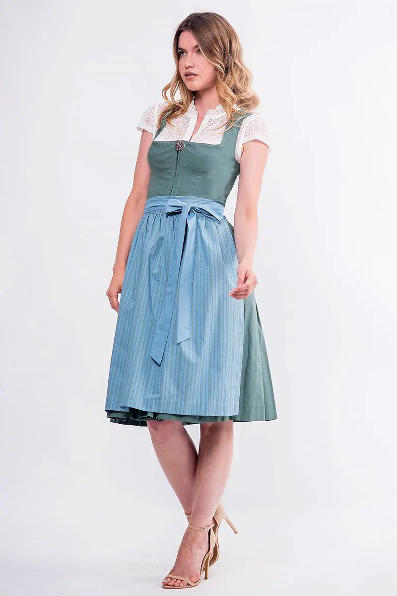 Midi Dirndl 65 cm salbei hellblau Frieda 016550 ~ 36