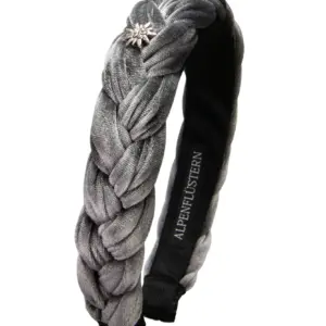 Samt Haarreif mit Strass-Edelweiß ~ grau